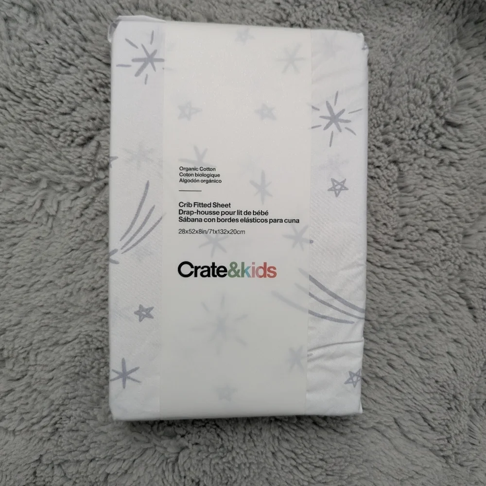 NWT Crate & Barrel 100% Organic Cotton Baby Crib Fitted Sheet
